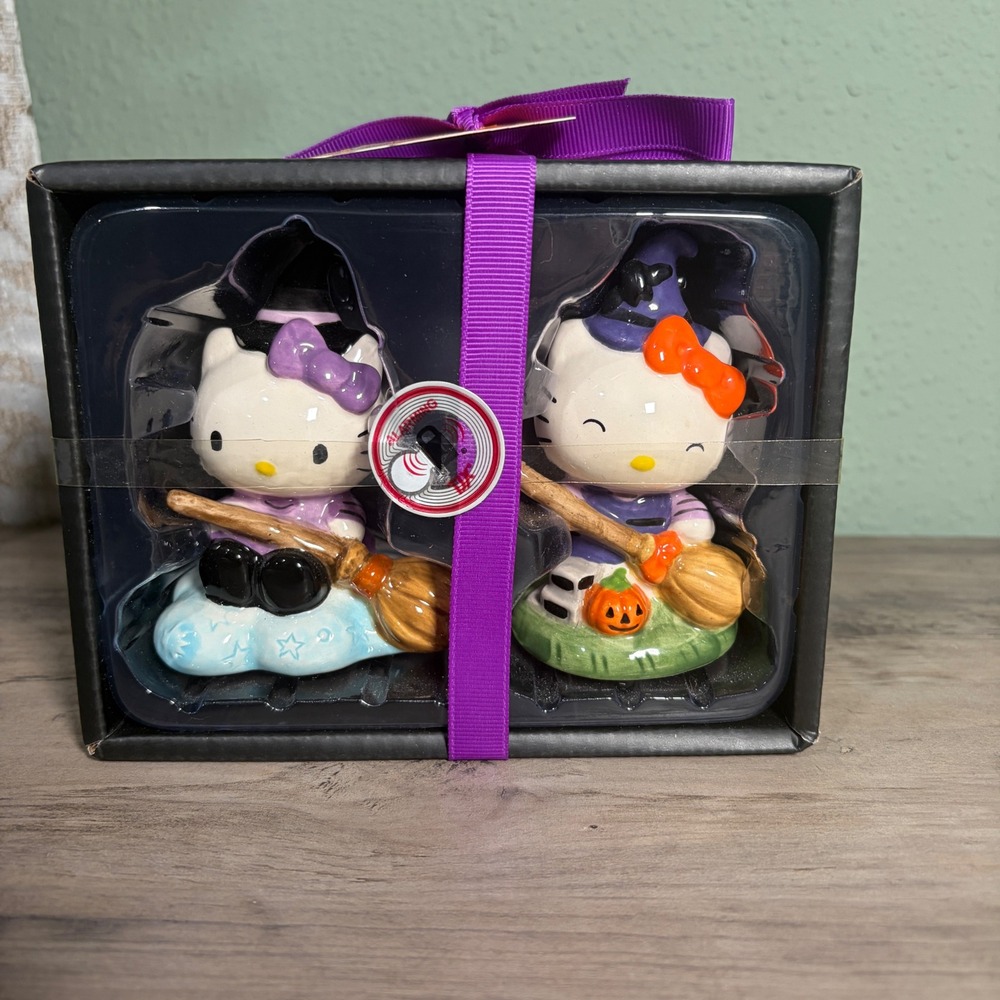 Sanrio Salt & Pepper Set Multi Hello Kitty Halloween Witch Ceramic New